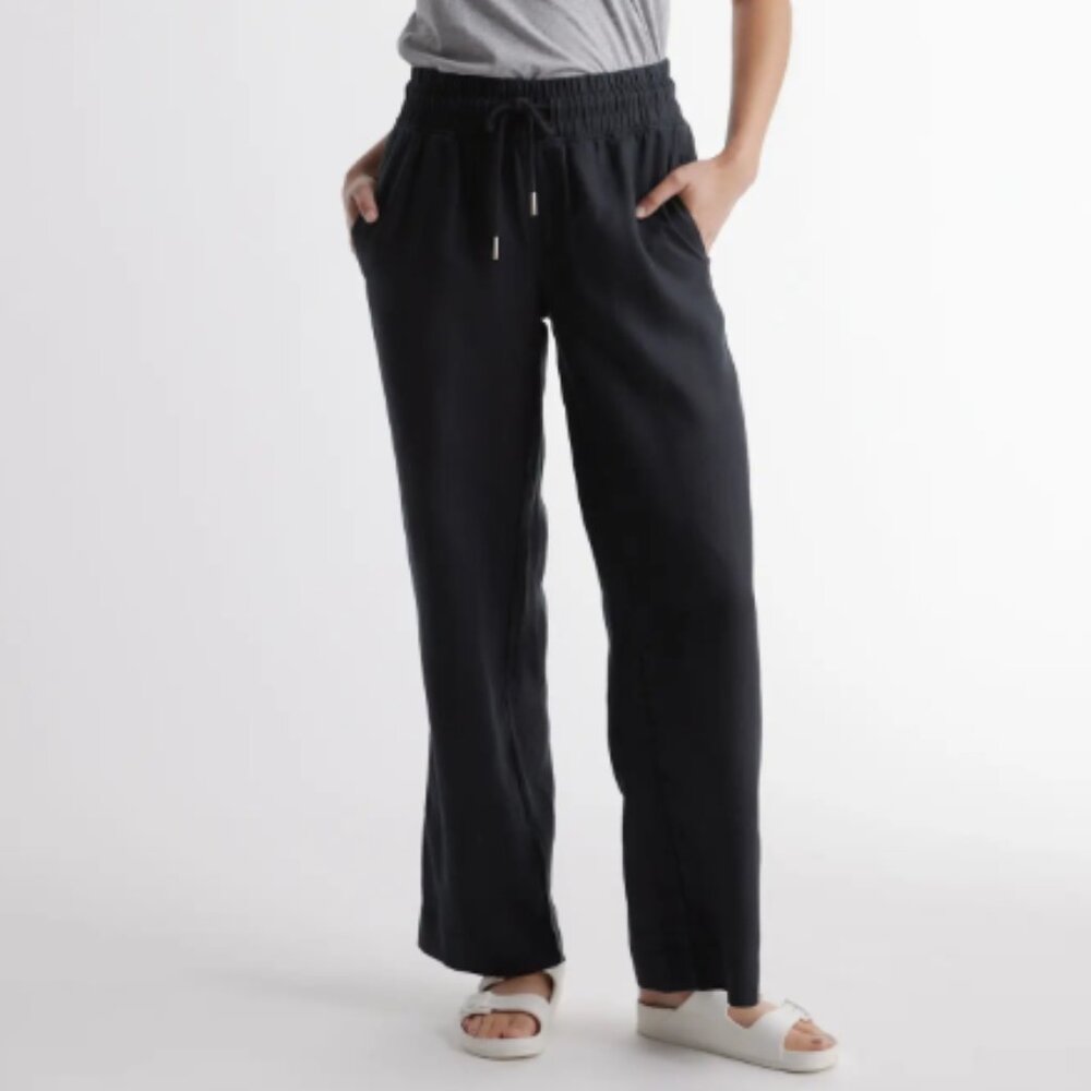 Quince Women 100% European Linen Wide Leg Pants NWT - Black S